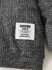 小男童字母貼布小高領衛衣和衛褲 - 深灰色 - 查看 6