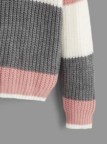 SHEIN Girls Colour Block Drop Shoulder Jumper - Multicolor - View 4