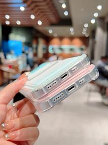 2 piezas Funda para móvil pareja con patrón de corazón con ranura de tarjeta