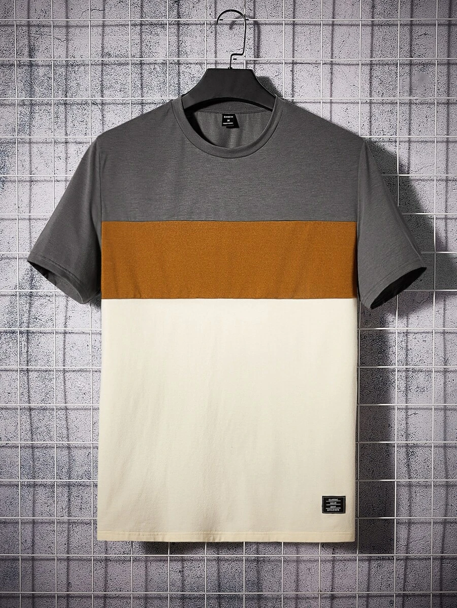Manfinity VCAY 男士撞色貼布細節T恤 - 彩色 - 查看 1
