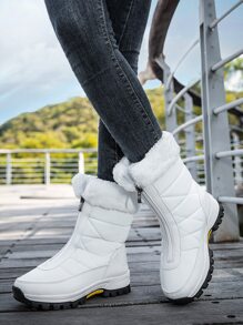 女式戶外靴,登山靴,暖襯靴,拉鍊靴,雪靴 - 白色 - 查看 4