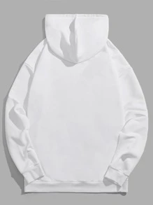 Manfinity RebelGame Men Car & Slogan Graphic Drawstring Hoodie - White - View 2