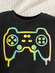SHEIN Baby Boy Gamepad And Letter Graphic Pullover & Sweatpants