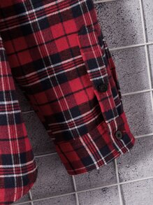 GENTILAND 宽松男士字母与骷髅印花苏格兰格子衬衫 - 彩色 - 查看 4