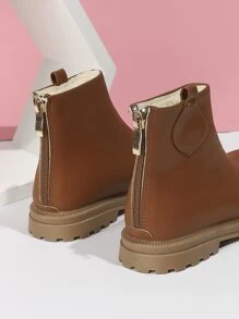 Niñas Botas de combate con cremallera trasera - Óxido marrón - Ver 2