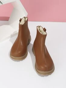 Niñas Botas de combate con cremallera trasera - Óxido marrón - Ver 3