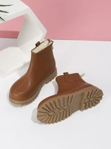 Niñas Botas de combate con cremallera trasera - Óxido marrón - Ver 4