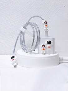 5 chiếc Cáp dữ liệu trang trí phi hành gia & Bộ bảo vệ đầu sạc - Bạc - Xem 1