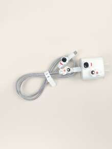 5 chiếc Cáp dữ liệu trang trí phi hành gia & Bộ bảo vệ đầu sạc - Bạc - Xem 2