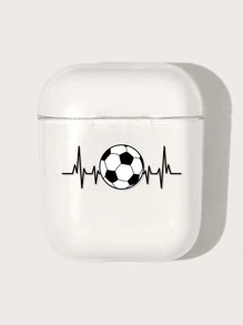 Ốp tương thích với Airpods Bóng đá Mẫu - Đen và trắng - Xem 2