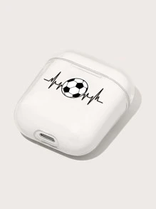 Ốp tương thích với Airpods Bóng đá Mẫu - Đen và trắng - Xem 3