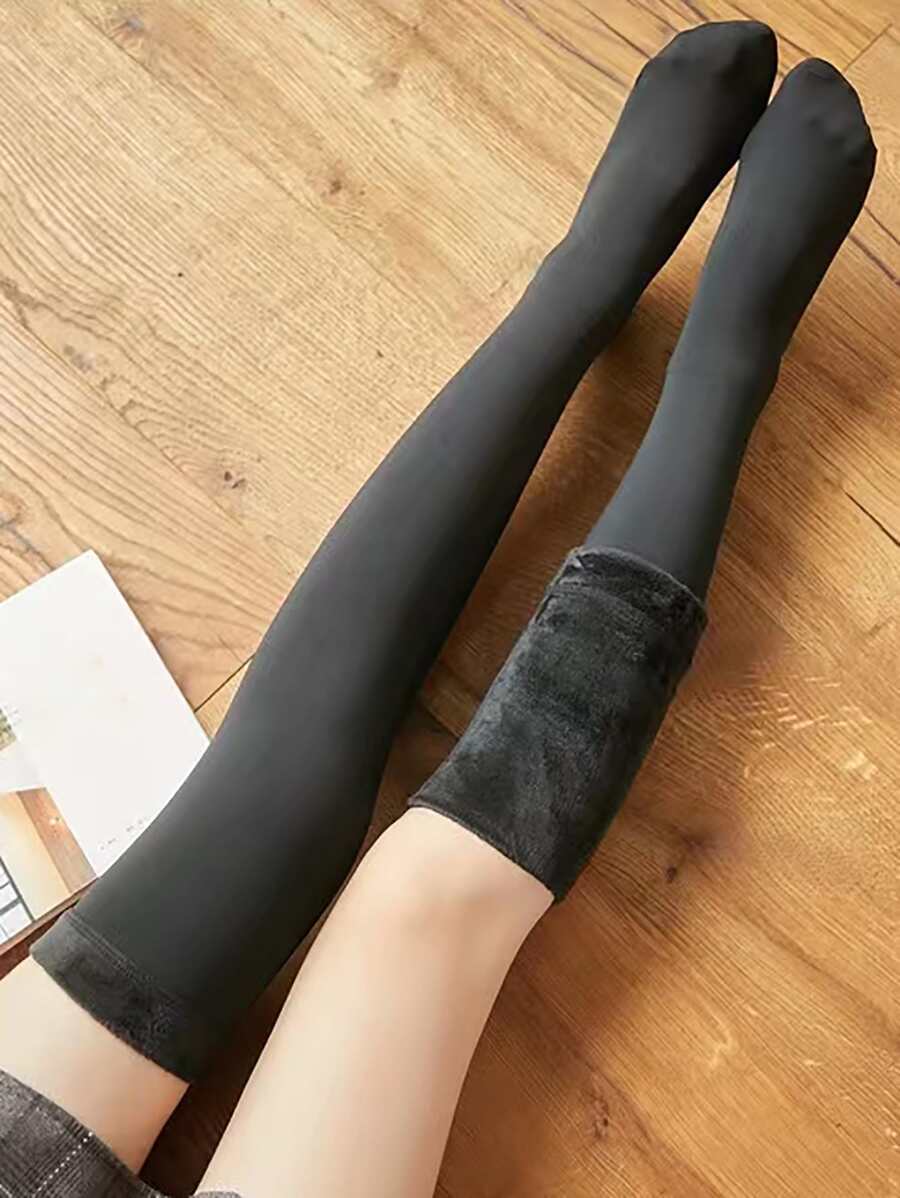 素色過膝襪 - 黑色 - 查看 1
