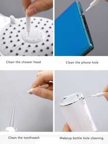 10 piezas Cepillo de limpieza de cabezal de ducha de baño, cepillo pequeño antiobstrucción de lavado, cepillo de limpieza de huecos de poros para orificio de teléfono de baño de cocina - Blanco - Ver 6