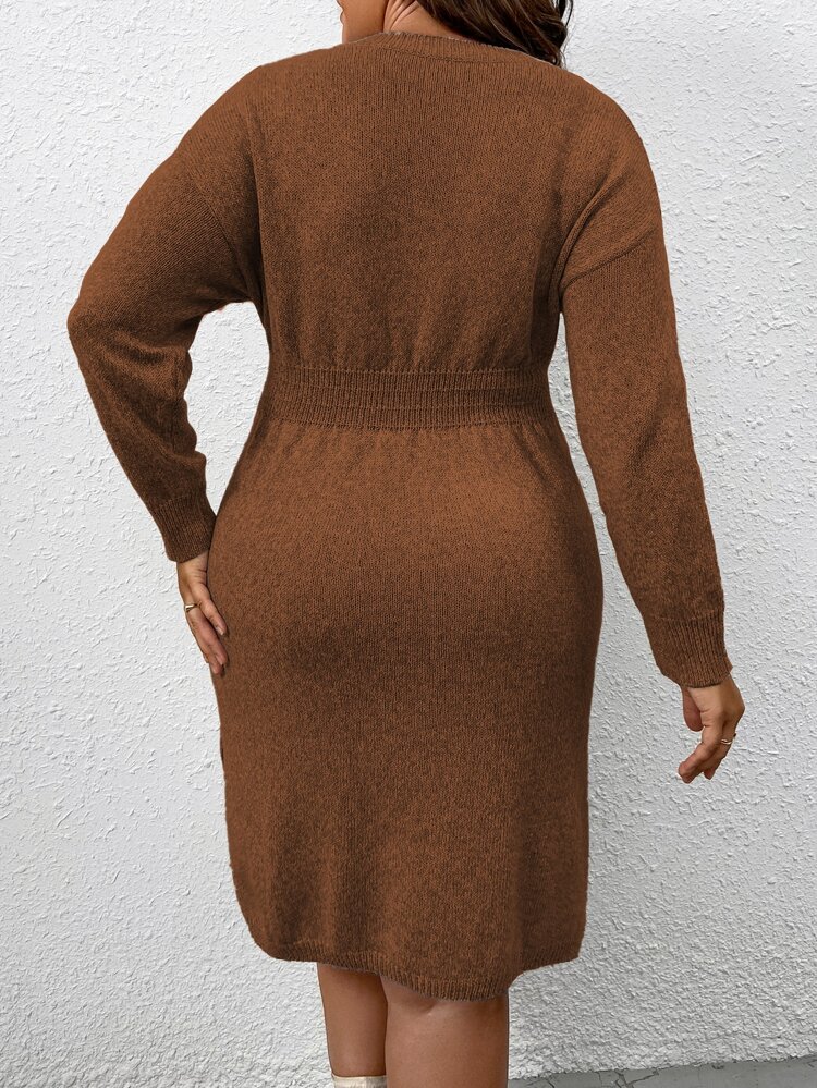 Plus Drop Sleeve Sweater Dress Fall Winter Cloth For Women