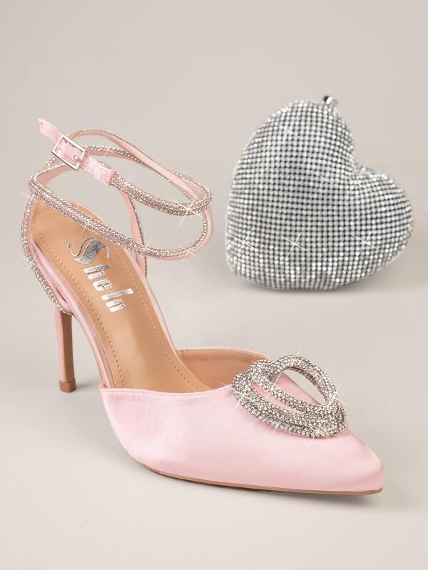 Rhinestone Ankle Strap Jewel Embellished Pumps SHEIN USA