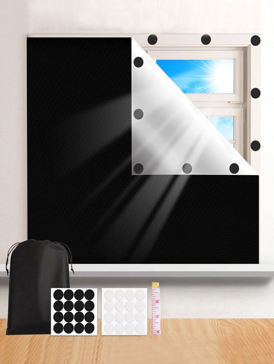 Rèm Polyester Một Tấm, Hiện Đại Đồng Màu Đen Rèm Một Tấm Màn Cho Phòng Ngủ Và Phòng Khách, Tất Cả Các Mùa - màu đen - Xem 1