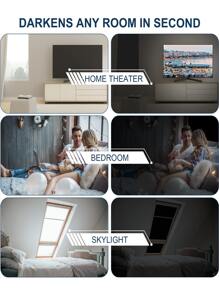 滌綸單片窗簾現代主義素色黑色單片遮光窗簾適用於臥室和客廳四季皆宜 - 黑色 - 查看 3