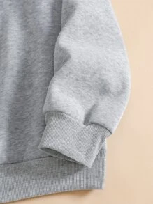 SHEIN EZwear Cactus And Letter Graphic Thermal Lined Sweatshirt - Grey - View 5