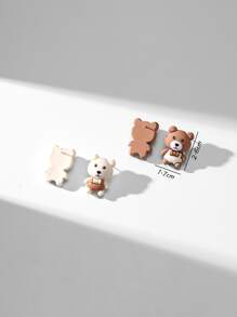 Bear Decor Stud Earrings - Multicolor - View 4