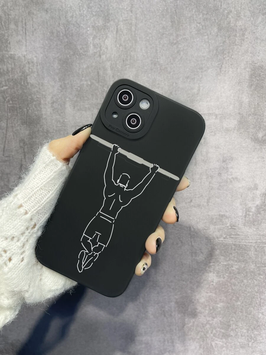 Funda de teléfono con gráfico de figura compatible con iPhone15/15Plus/15Pro/15Promax, versión internacional, no la versión nacional - Blanco y Negro - Ver 1