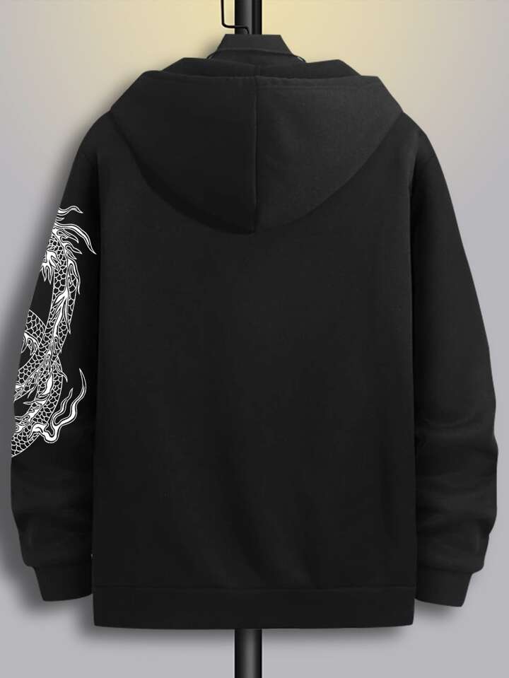 Our Guys Japanese Letter & Chinese Dragon Graphic Zip Up