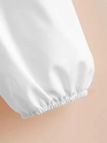 SHEIN Girls Two Tone Mock Neck Lantern Sleeve Peplum 2 In 1 Blouse