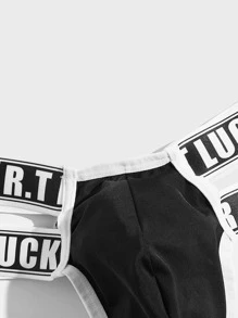 Men Letter Tape Waist Jockstrap - Black - View 4