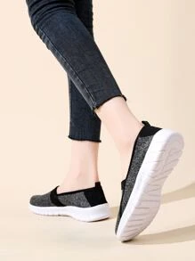 Women's Black Minimalist Road Running Shoes, Women's Breathable Running Sneakers - Black - View 4