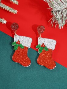 Christmas Socks Drop Earrings - Multicolor - View 4