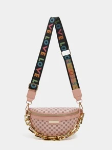 Geometric Pattern Chain Decor Waist Bag - Multicolor - View 3