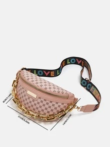 Geometric Pattern Chain Decor Waist Bag - Multicolor - View 4