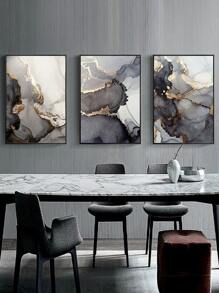 3pcs Marble Print Unframed Painting - Multicolor - View 4