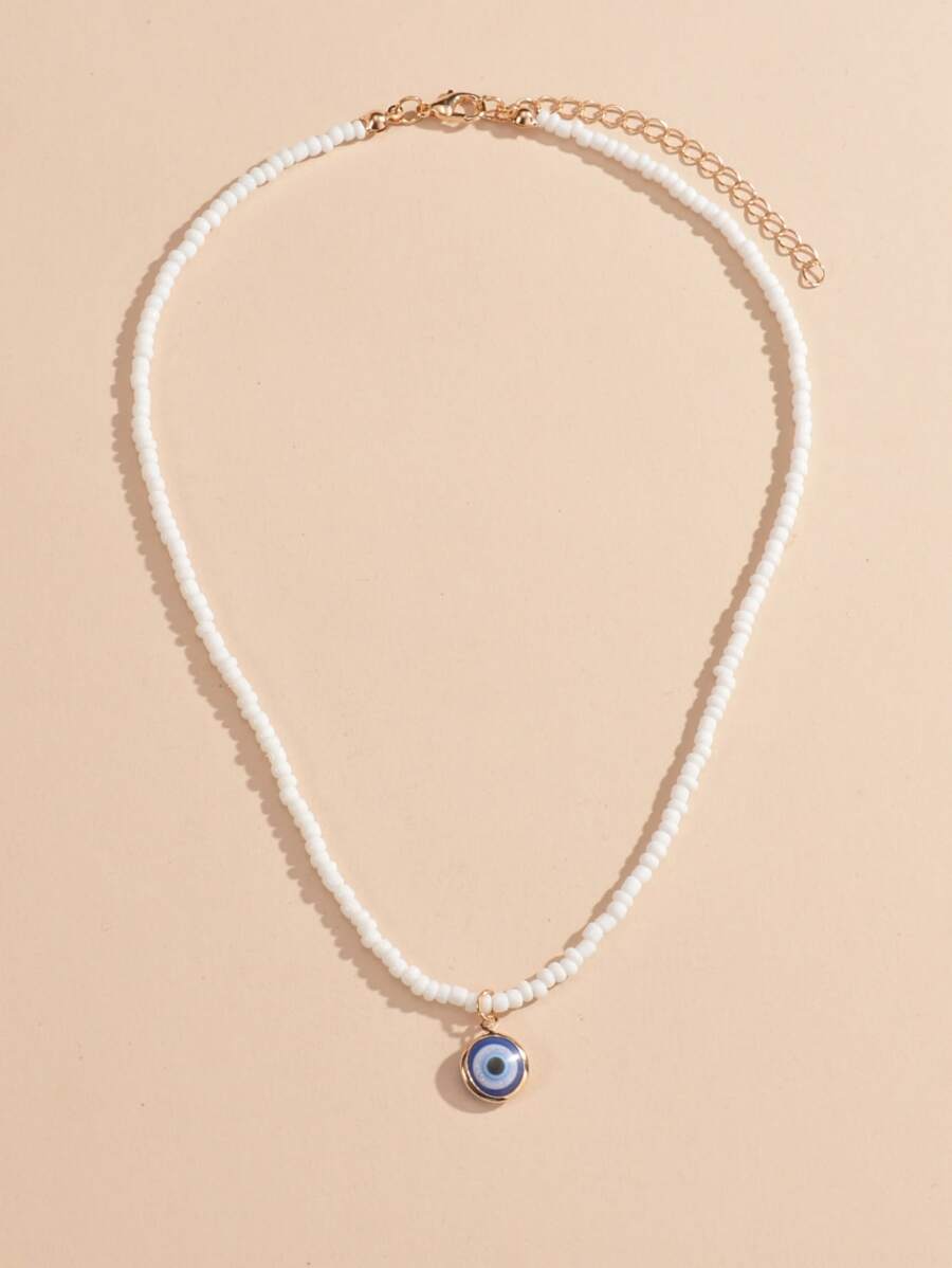 Vòng cổ mặt dây chuyền mắt đính cườm nhiều màu dành cho trang phục hàng ngày của phụ nữ - Nhiều màu - Xem 1