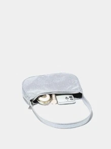 Y2K, Steampunk,Funky,Gothic Style,Spooky StyleSequin,Luxury,Shiny Evening Bag,Dinner Bag Glamorous,Elegant,Exquisite,Quiet Luxury Glitter Detail Hobo Bag Rhinestone For Party Girl,Woman,Bride Perfect For Party,Dinner/Banquet,For Outdoors, Travel, Outings,Shopping, Holiday, Beach,Vacationsuitable For Matching With Black Dress,Formal Dresses,Sexy Dress, Evening Gown,Prom Dress - Silver - View 5