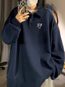 Manfinity Camiseta Polo De Hombre De Hombro Caído De Ajuste Holgado Con Bordado De Letras