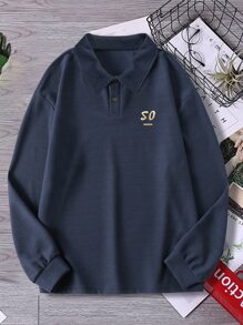 Manfinity Camiseta Polo De Hombre De Hombro Caído De Ajuste Holgado Con Bordado De Letras