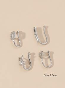 4 cái/bộ Đồng, Đính Đá Cubic Zirconia Trang Trí Mũi Đeo Cho Phụ Nữ Và Nam Giới, Punk Không Xuyên, một Món Quà Trang Sức Cơ Thể Thời Trang Cho Bất Kỳ Dịp Nào - Bạc - Xem 3