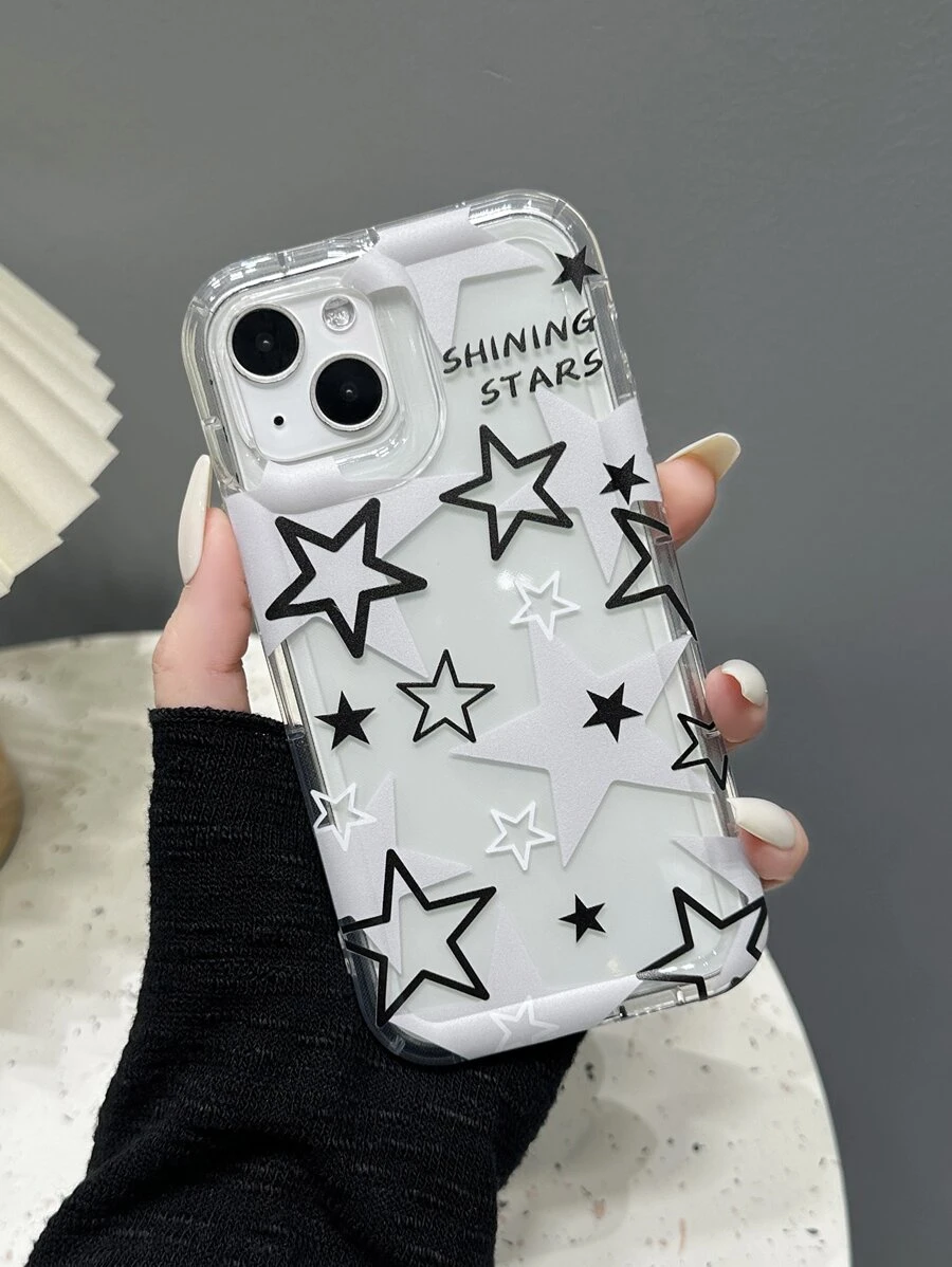 Star Print Clear Phone Case - Multicolor - View 1