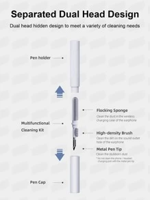 Portable Earphone Plug Cleaning Pen, Cleaning Brush For Earphone, Earplug, Mobile Phone, Digital Devices, Computer Keyboard - White - View 5