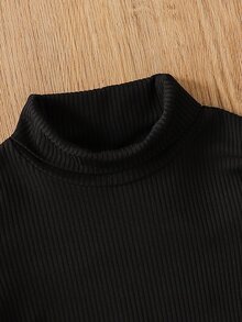 Bộ thời trang bé gái Gân đan Nút phía trước Sọc ca rô Giải trí - màu đen - Xem 8