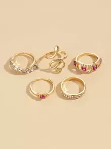 5pcs Rhinestone Decor Ring