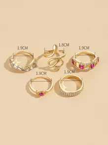 5pcs Rhinestone Decor Ring