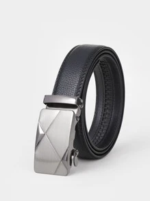 Thắt lưng khóa tự động chạm nổi nam vải - màu đen - Xem 1