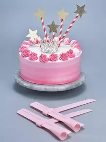 1pc DIY Adjustable Screed Cake Scraper Fondant Spatula, Cream Edge Smoother Decorating Tools Bakeware Kitchen Baking Accessories - Pink - View 3