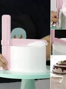 1pc DIY Adjustable Screed Cake Scraper Fondant Spatula, Cream Edge Smoother Decorating Tools Bakeware Kitchen Baking Accessories - Pink - View 4