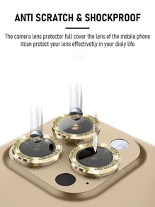1 miếng bảo vệ ống kính lấp lánh tương thích với iPhone15/15Plus/15Pro/15Promax - Vàng - Xem 5