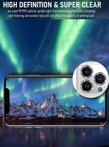 1pc Glitter Lens Protector Compatible With iPhone15/15Plus/15Pro/15Promax - Silver - View 5