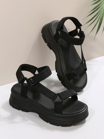 Women Minimalist Hook-And-Loop Fastener Sport Sandals, Sporty Outdoor Sandals