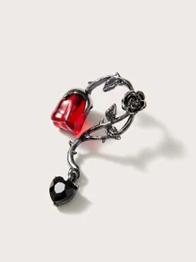 ROMWE Goth 花朵裝飾心形耳墜 - 彩色 - 查看 3