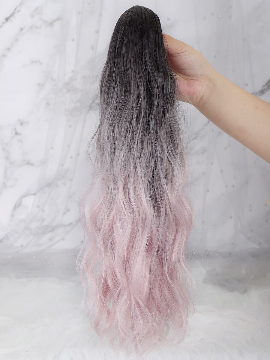 Medium Curly Ombre Ponytail Synthetic Hair Extension - Multicolor - View 1